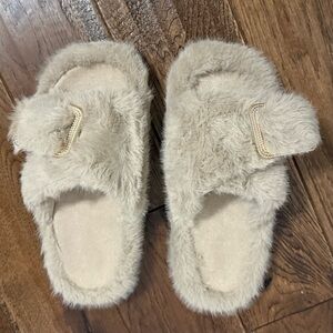 Cozy Fuzzy Brown Faux Fur Women's Memory Foam Slippers Size9-10